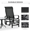 Outsunny 3 Pieces Garden Gliding Chair Set, Metal Frame 2 Single Armchair Swing Seater and 1 Glass Top Coffee Table w/ – view 5