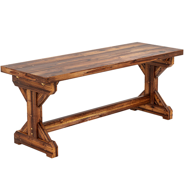 Outsunny Rustic Wooden Garden Bench, Backless Outdoor Bench Patio Loveseat with X-Shape Base for Porch, Park