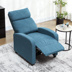 135Â° Push Back Recliner Armchair, with Footrest - Blue