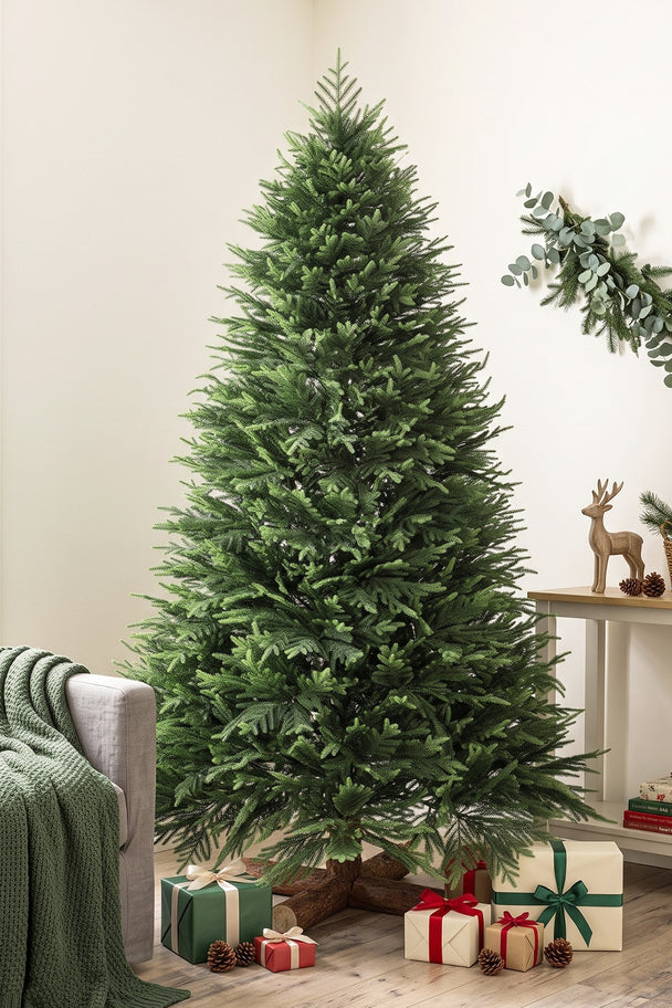 6ft Christmas tree with PE tips and fir wood base – image 2