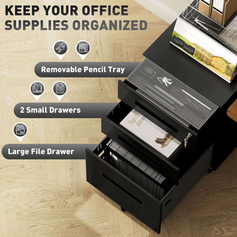 39 cm steel filing cabinet – black – image 4