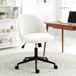 HOMCOM Teddy Fleece Office Chair with Wheels - Cream White – view 2