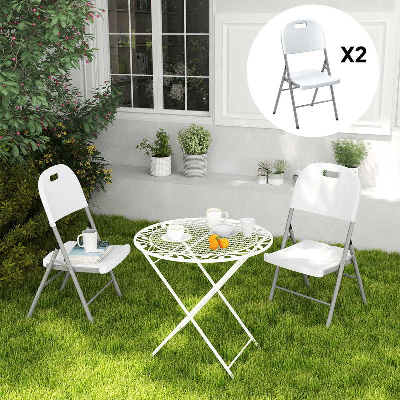 Outsunny Set of Two Foldable Outdoor Chairs - White – view 8