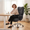 HOMCOM Executive Office Chair, Reclining Desk Chair with Footrest, Adjustable Armrests, Pet Friendly Faux Leather, Black – view 10
