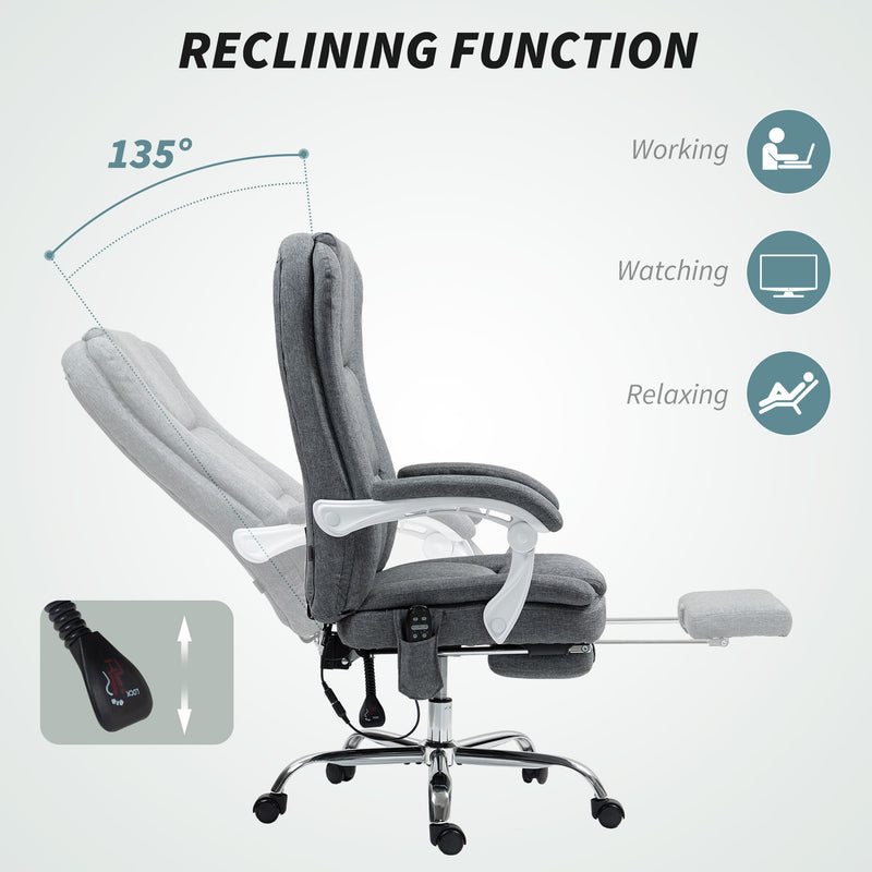 HOMCOM Six-Point Office Massage Chair, with Heat - Grey – view 7