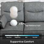 3 Seater Sofa, Faux Leather Couch - Grey