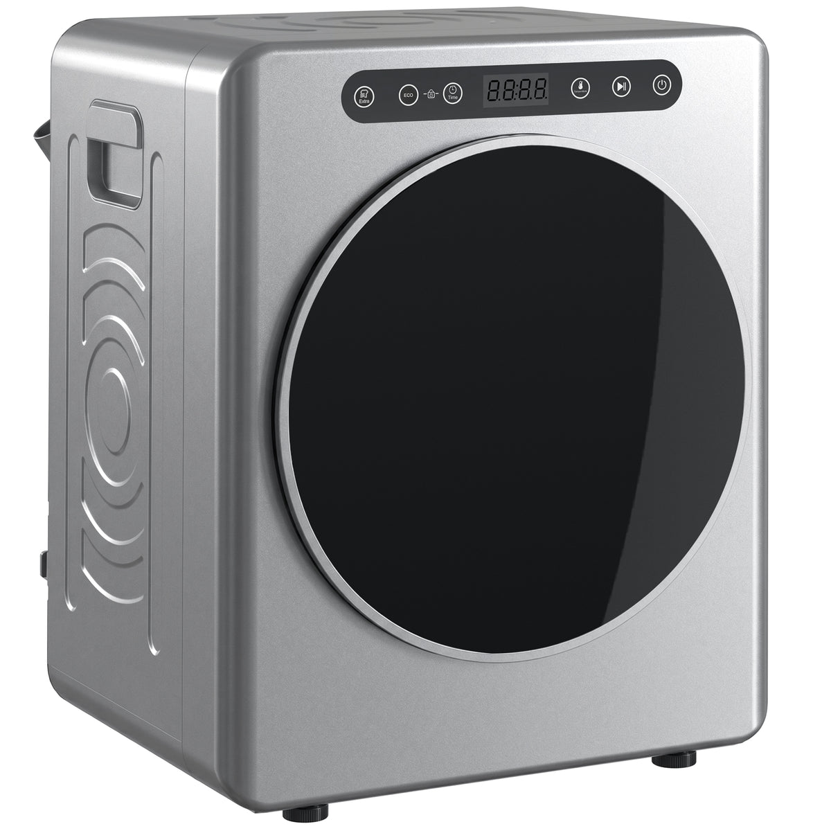 Silver-tone 5 kg compact vented tumble dryer with stainless steel drum and front-loading door