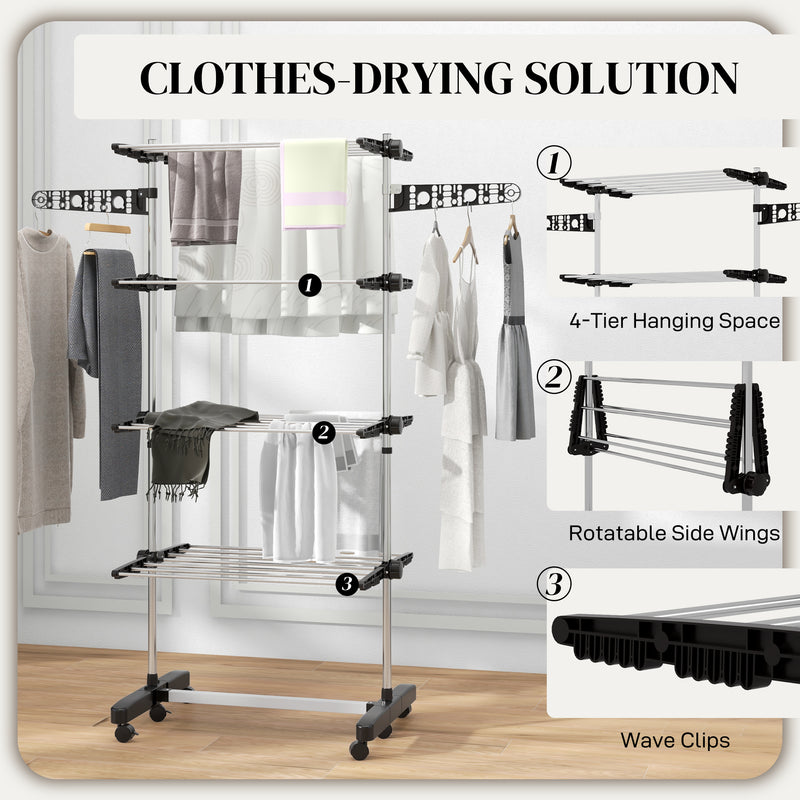 4-tier clothes airer, black – image 5