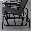 Outsunny 3 Pieces Garden Gliding Chair Set, Metal Frame 2 Single Armchair Swing Seater and 1 Glass Top Coffee Table w/ – view 9