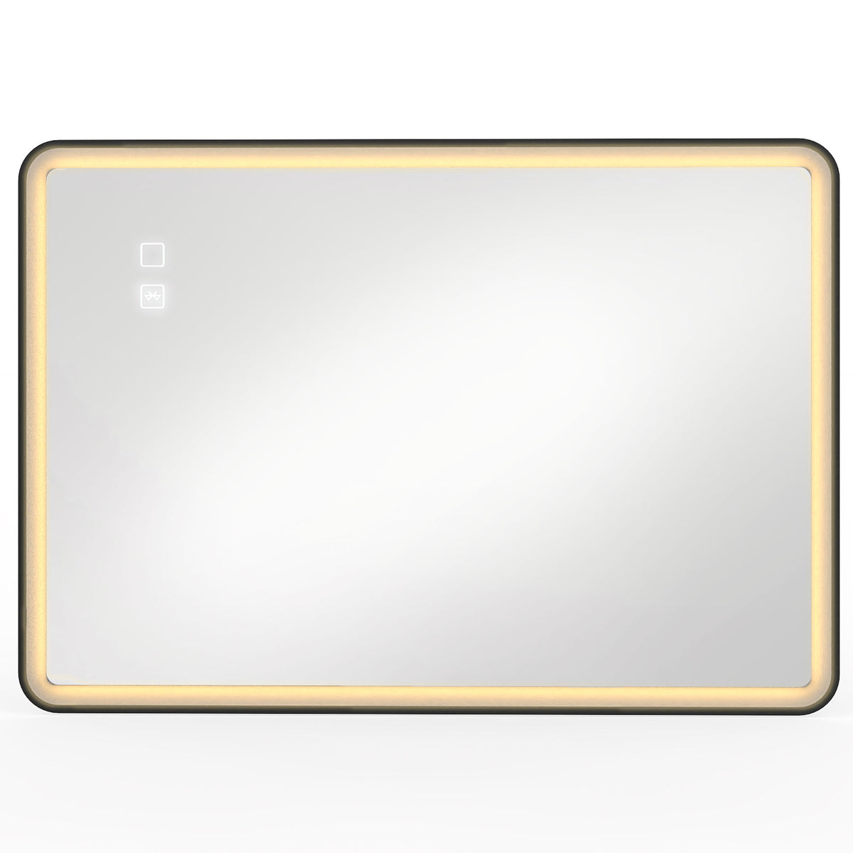 HOMCOM Bathroom Mirror with LED Lights, 100x70cm Rectangle Bathroom Mirror, Dimmable, Bluetooth, Anti-Fog, Black