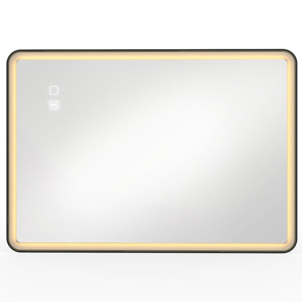 HOMCOM Bathroom Mirror with LED Lights, 100x70cm Rectangle Bathroom Mirror, Dimmable, Bluetooth, Anti-Fog, Black
