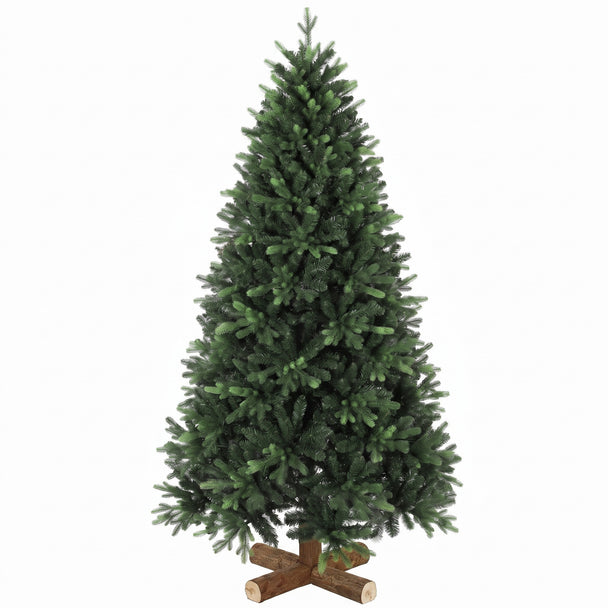 6ft full green artificial Christmas tree on a solid fir wood base