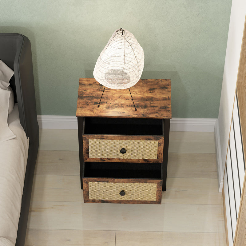 Industrial rattan bedside table – image 7