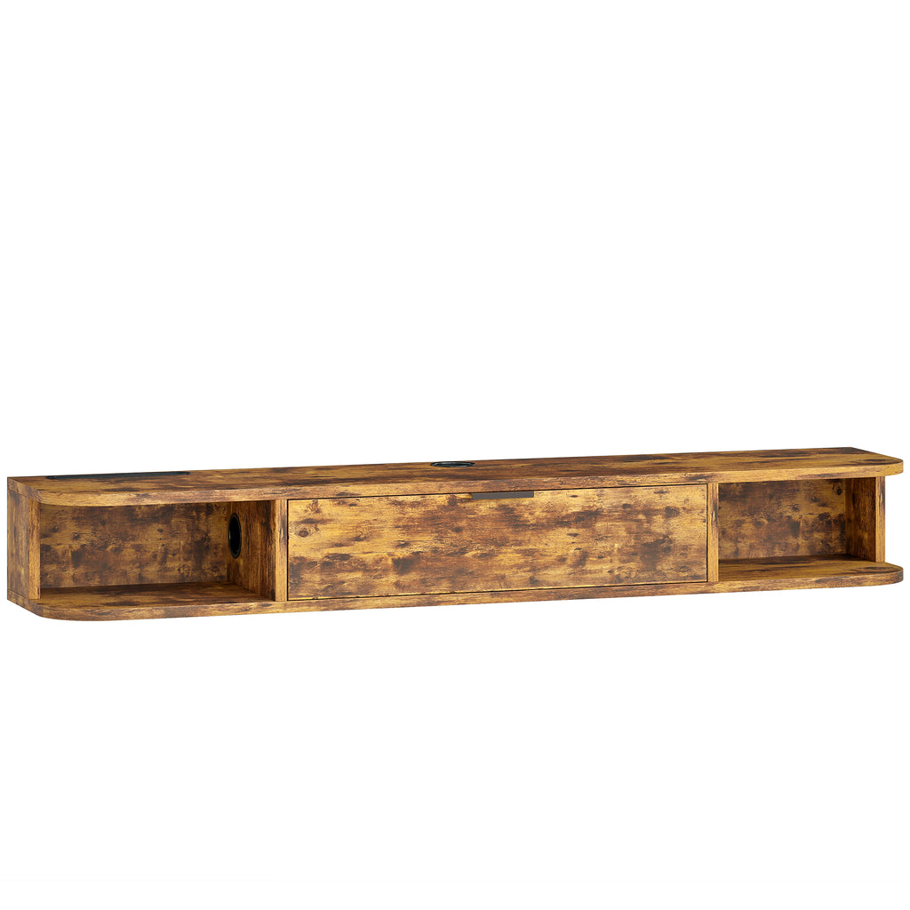 120 cm Floating TV Unit for TVs up to 50 Inch - Rustic Brown