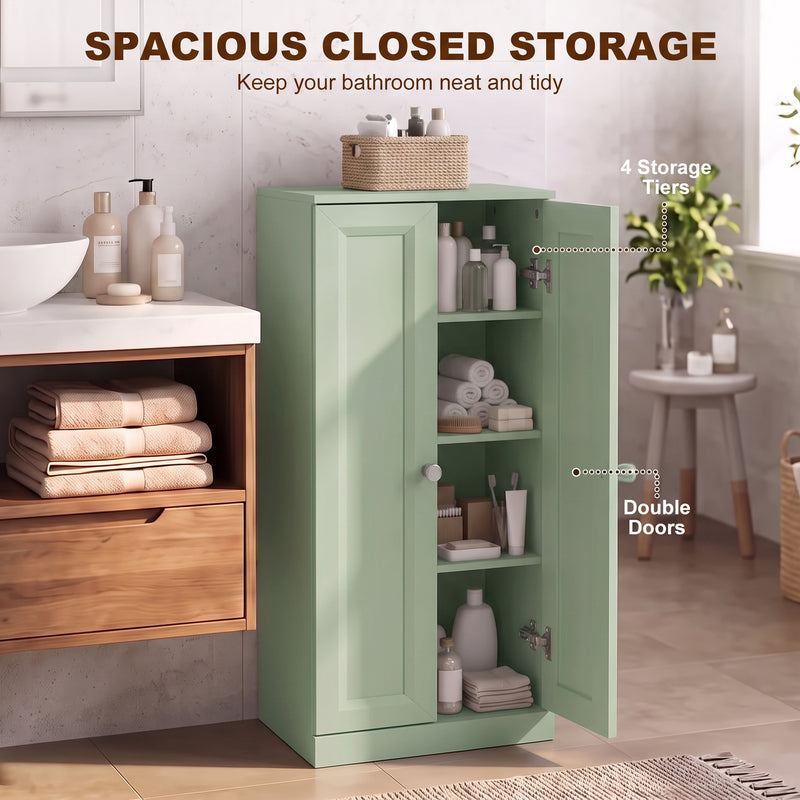 HOMCOM Narrow Bathroom Cabinet, Slim Storage Cabinet with 2 Doors & 4 Tiers, Freestanding Narrow Cupboard – view 4