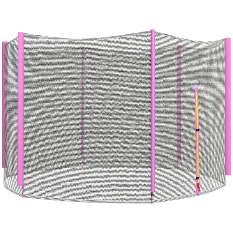 Pink and black 10ft trampoline replacement net with pole covers and zipped entrance
