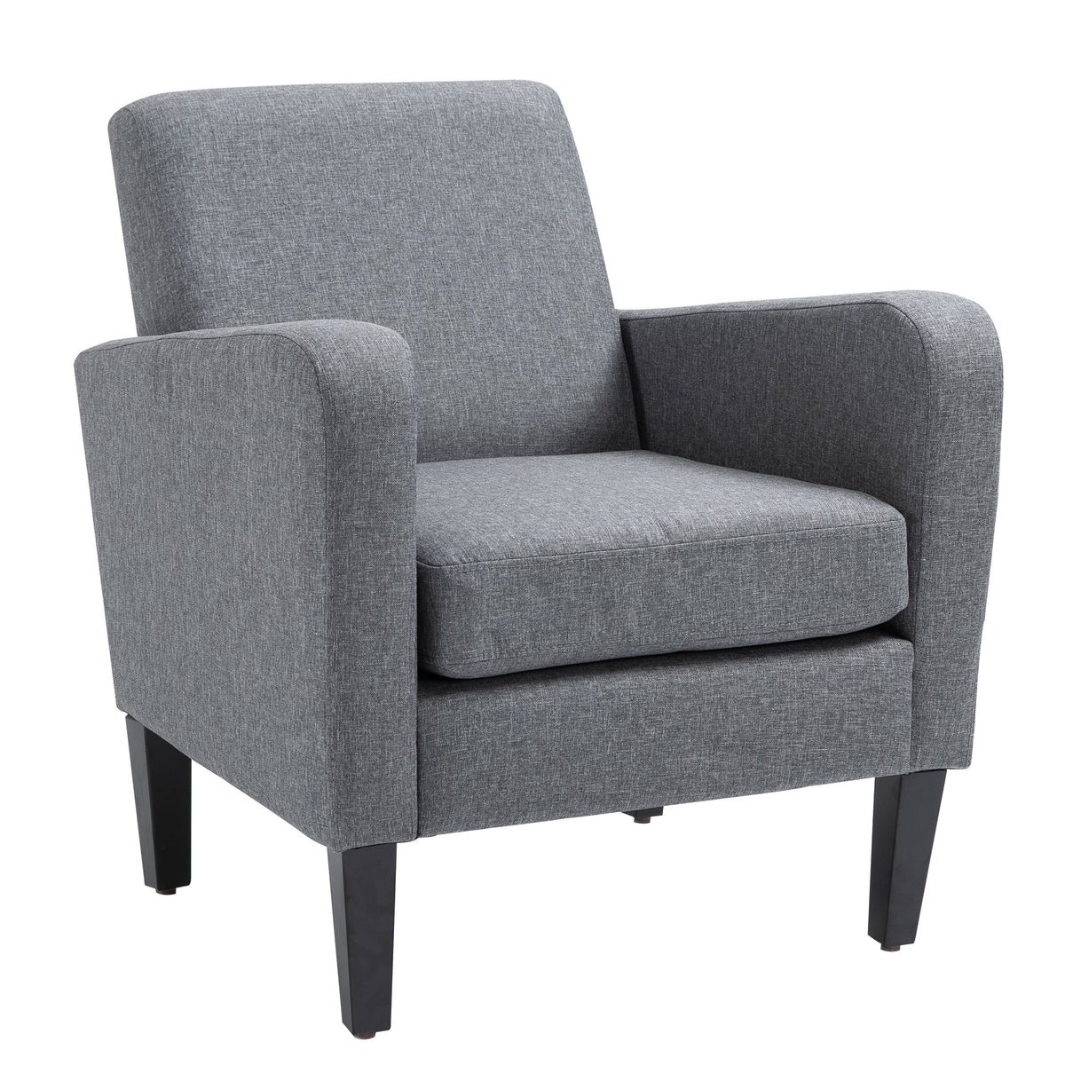 Boxy Linen-Look Armchair with Pocket Springs – Grey