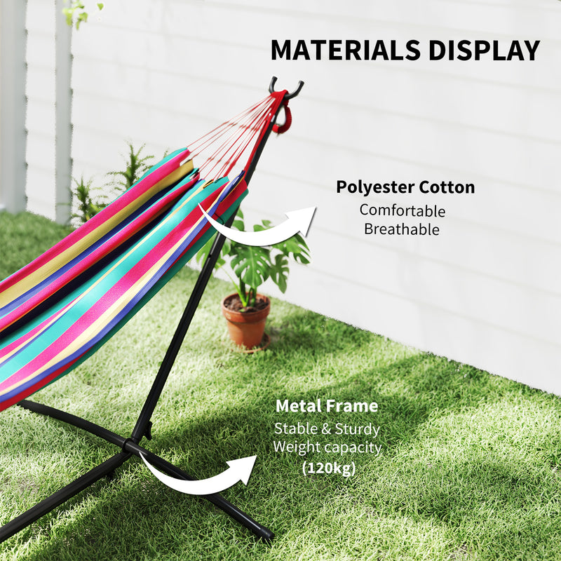 Outsunny 298 x 117cm Hammock with Stand Camping Hammock with Portable Carrying Bag, Adjustable Height, 120kg Load – view 5