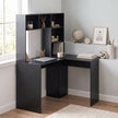 HOMCOM Modern Corner Computer Desk, L Shaped Desk with Monitor Stand and Storage Shelves for Home Office, Bedroom, Black – view 8