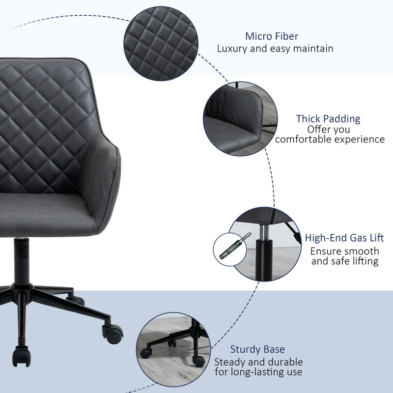 Leather-feel fabric swivel office chair – image 5