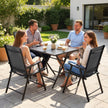Outsunny Folding Garden Chairs Set of 4, Foldable Garden Dining Chairs with High Back, Armrests, Texteline Seat, Black – view 8