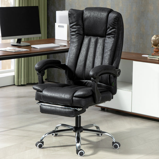 Black microfibre reclining office chair – image 2