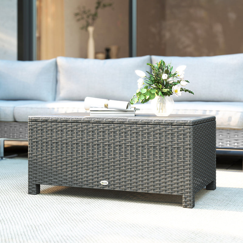Rattan glass-top coffee table – image 10