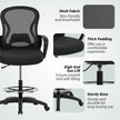 Vinsetto Drafting Chair with Adjustable Footrest, Ergonomic Mesh Office Chair with Lumbar Support, Adjustable Height – view 8