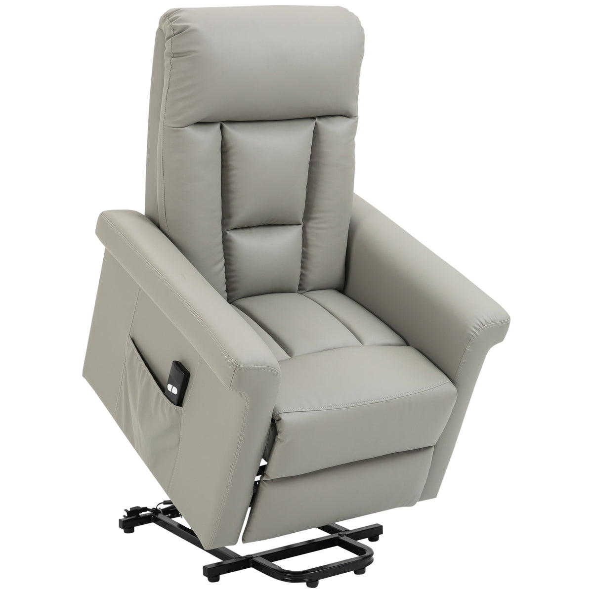 Power Lift Recliner Chair – Grey Faux Leather