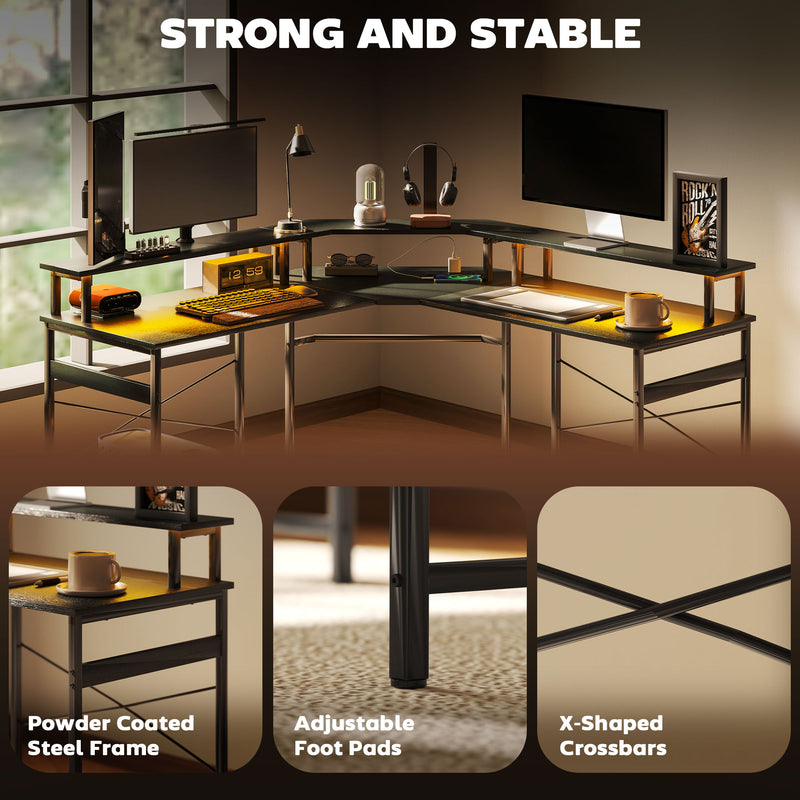 Corner LED desk – black – image 7