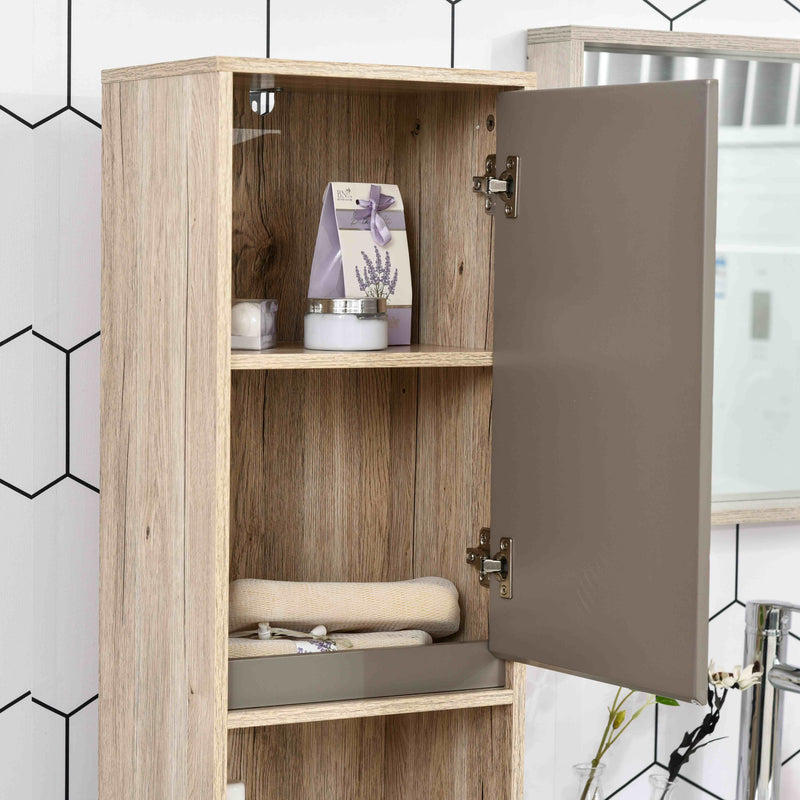 Narrow grey and oak bathroom cabinet – image 10