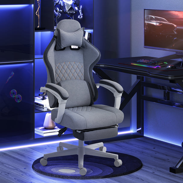 HOMCOM Gaming Chair, Gamer Computer Chair with Footrest, High Back, Lumbar Support, Adjustable Height, Swivel Wheels – view 2