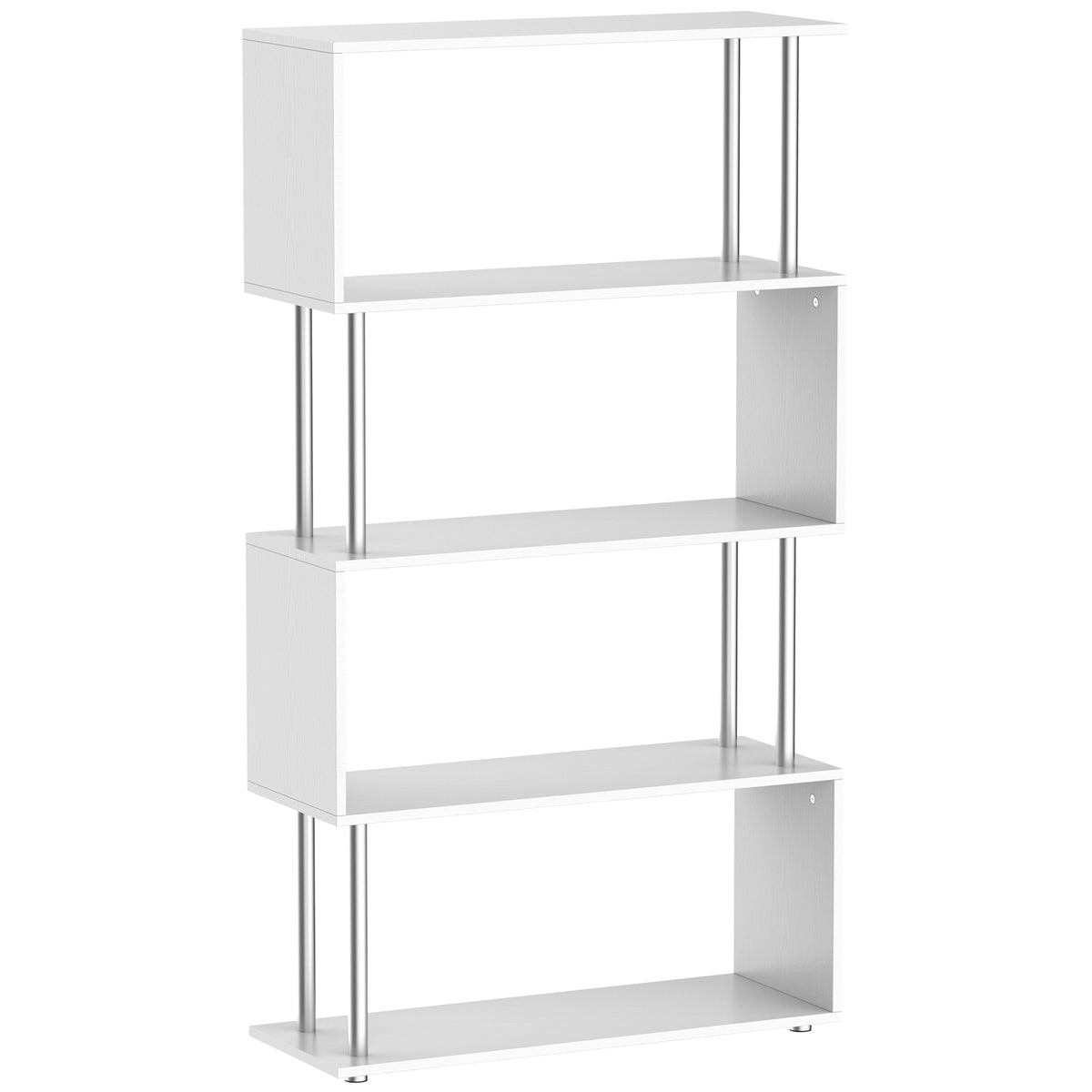 145 cm S-Shaped 5-Tier Bookcase – White
