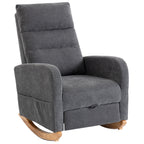 Upholstered Rocking Chair Retractable Footrest Rocker Chair High Back for Living Room Grey