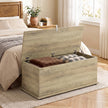 HOMCOM Large 114L Storage Chest Grey Wood Bench Trunk with Safety Lid for Bedroom Hallway and Living Room 100 x 40 x – view 2