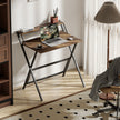 HOMCOM 81.5 cm Folding Computer Desk with Monitor Shelf - Rustic Brown – view 10