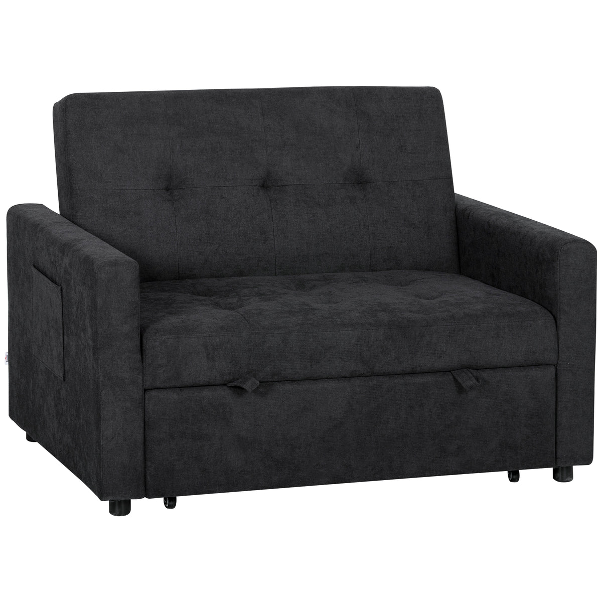 120 cm 2-Seater Sofa Bed with 3-Position Back – Black