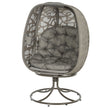 Outsunny Swivel Egg Chair with Cushions, Foldable Basket Seat and Metal Frame, Indoor Outdoor Lounge Chair for Balcony