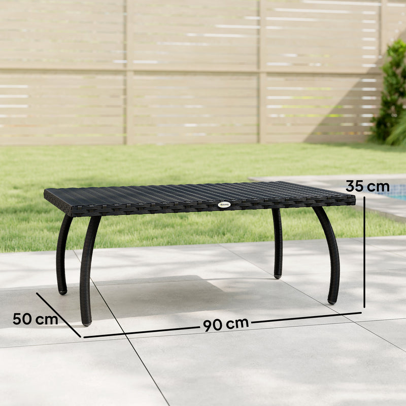 PE rattan garden coffee table black – image 3