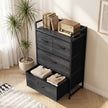 HOMCOM Rustic Chest of Four Fabric Drawers - Black Wood Effect – view 9