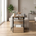 Industrial-Style Side Table - Black/Walnut Brown