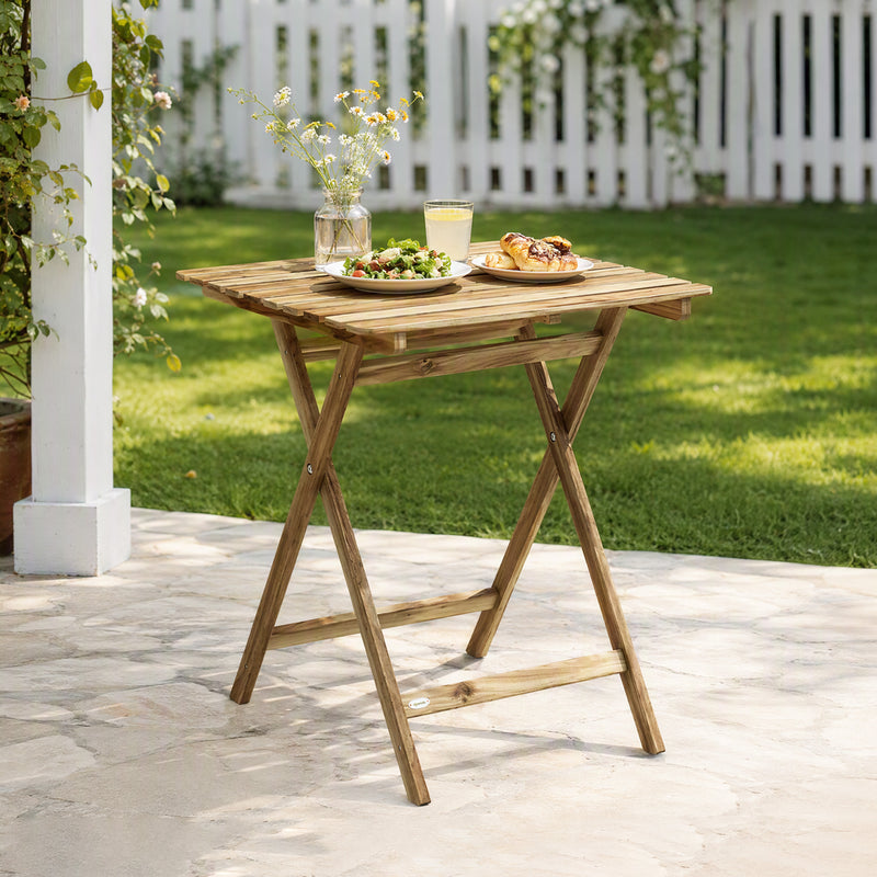 Folding acacia wood garden table – image 2