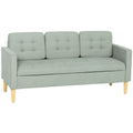 3 Seater Sofa, 169cm Couch with Hidden Storage, Wood Legs, Light Grey