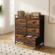 HOMCOM Rustic Chest of Six Fabric Drawers - Rustic Brown – view 9