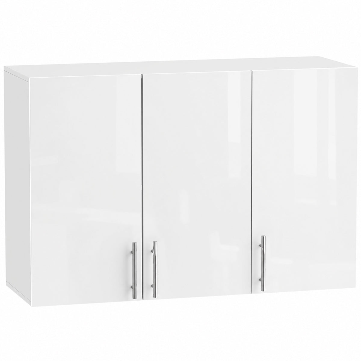 HOMCOM Bathroom Wall Cabinet, Wall-Mounted Bathroom Storage Cabinet with 3 Doors, Adjustable Shelf, High Gloss White