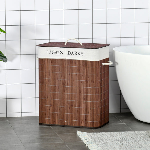 Brown 2-section laundry basket – image 2