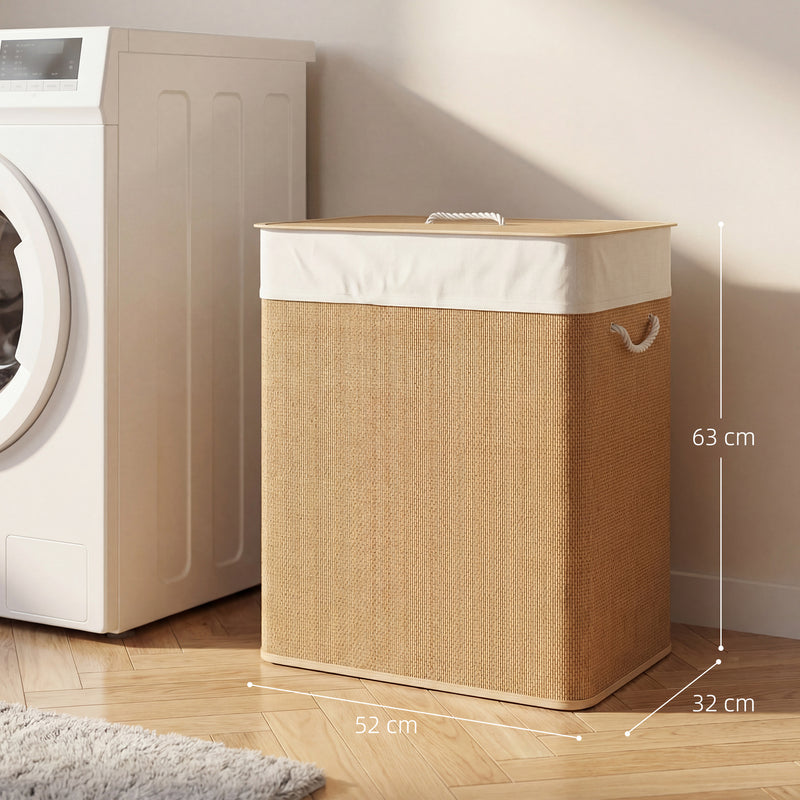 100 L brown two-section laundry basket – image 3