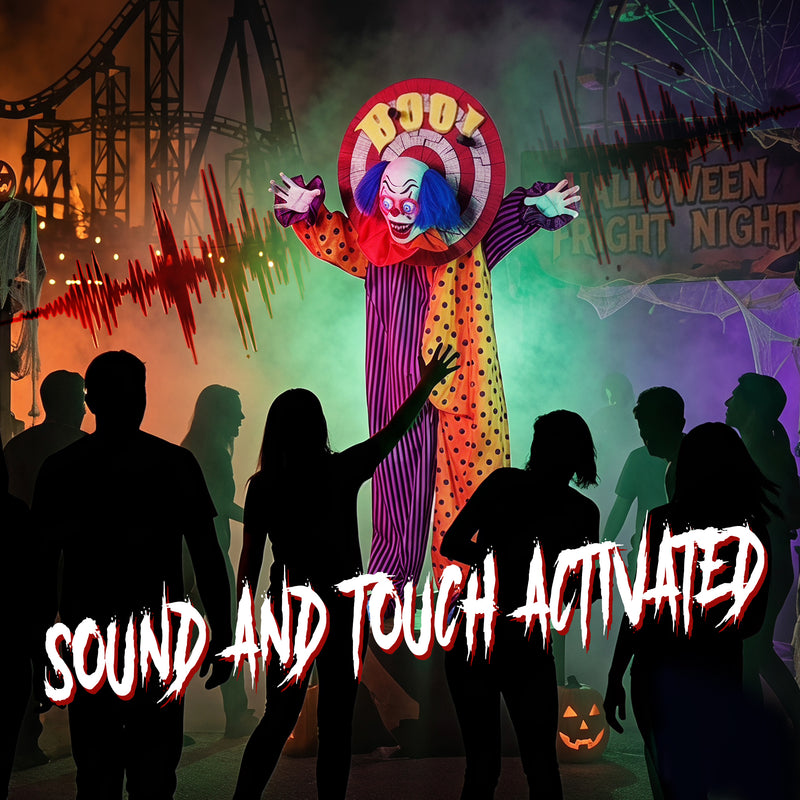 167cm Animated Clown with Rotating Head, Glowing Eyes & Sound – image 5 of 9