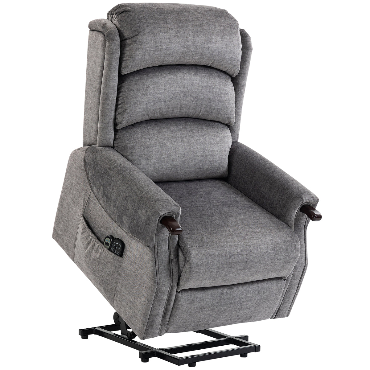 Power Lift Massage Recliner with Heat & Wood Grips – Light Grey