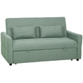 Three-Way 2 Seater Sofa Bed with Three-position back and Two Soft Pillows - Green